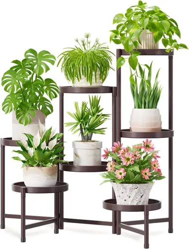 Miniatura 12 de iDavosic.ly Soporte grande para plantas de 6 niveles para interiores, 10 pulgadas de ancho de metal de esquina alta para múltiples plantas, estante