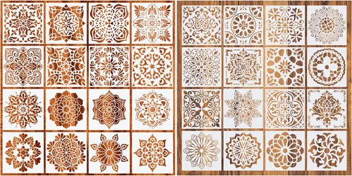Miniatura 7 de Plantillas reutilizables Wedong, plantillas con pintura de punto y diseño de mandala
