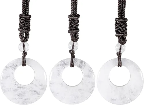 Miniatura 4 de SUNYIK 4 collares con colgante de cristal de la suerte para mujeres y hombres, piedra pulida, joyería de amuleto de cristal redondo para unisex