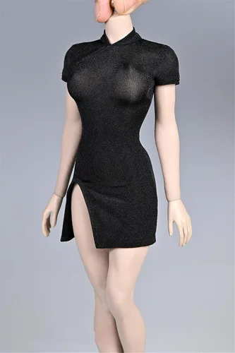 Miniatura 4 de Ropa femenina a escala 1/6, falda Cheongsam elástica para disfraz de 12 pulgadas PH TBL JO figura de acción (rosa)