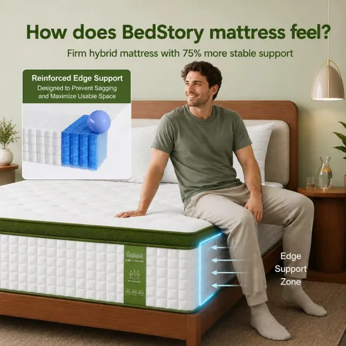 Miniatura 4 de BedStory Firm Full Mattress 12 Inch, Hotel Collection Hybrid Mattresses with Zoned Lumbar Support, Extra Back & Hip Support, CertiPUR-US