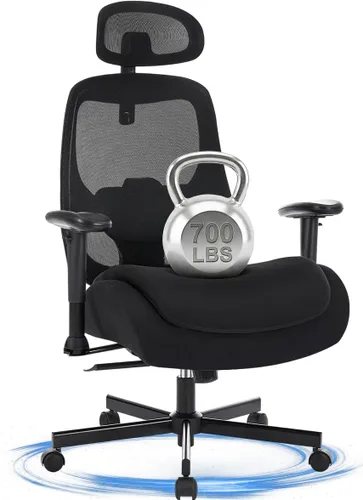 Miniatura 10 de BOSMILLER Silla de oficina grande y alta de 700 libras con cojín de asiento ancho y grueso para sentarse todo el día, silla de escritorio ergonómica