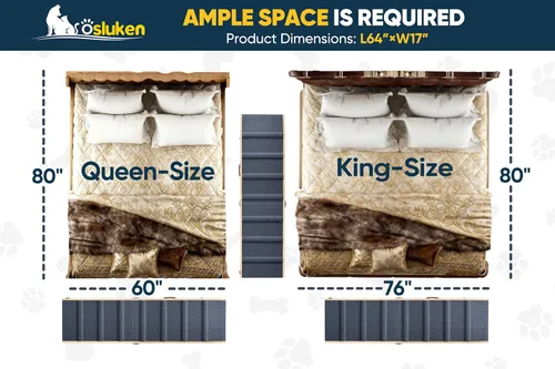 Miniatura 6 de Rampa para perros para cama, rampa plegable L63 W17 para perros pequeños y grandes, gatos, rampas para perros para camas altas de automóvil, alta
