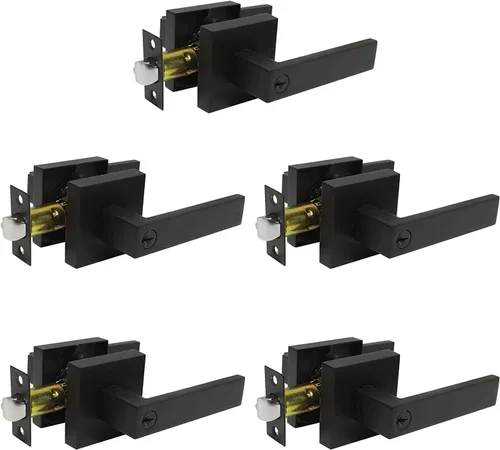 Miniatura 23 de Probrico Paquete de 4 manijas de puerta simuladas en negro mate, manijas interiores que no giran, manijas reversibles resistentes para interiores