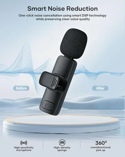 Miniatura 6 de Paquete de 2 micrófonos de solapa inalámbricos para iPhone, iPad y teléfono Android, micrófono de solapa Plug and Play, micrófono inalámbrico