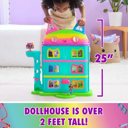 Miniatura 4 de DREAMWORKS GABBY'S DOLLHOUSE, Casa de muñecas de celebración de 14 piezas, 25 pulgadas de alto, con figuras de juguete, muebles de casa de muñecas