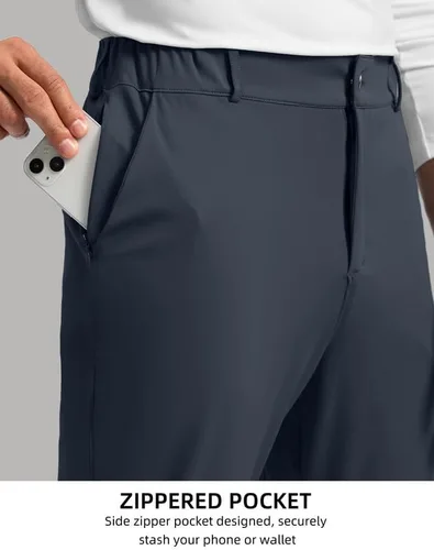 Miniatura 4 de Soothfeel Pantalones de golf para hombre con 5 bolsillos, ajustados, elásticos, casuales, de viaje, pantalones de trabajo para hombre