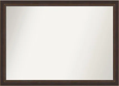 Miniatura 390 de Amanti Art Espejo de baño de bronce para sobre el fregadero, 24 x 24 pulgadas, espejo cuadrado de bronce Lara para tocador, marco de madera