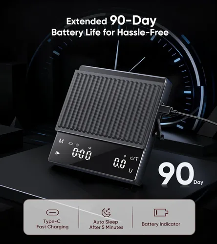 Miniatura 6 de Báscula de café recargable con temporizador, mini báscula de café expreso de 4.4 lbs/0.00 oz de alta precisión para café expreso y café, báscula