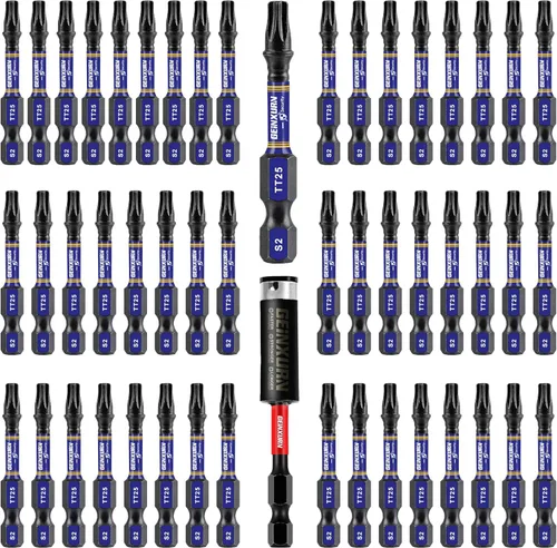 Miniatura 16 de Geinxurn Juego de brocas de destornillador magnético de impacto de seguridad T15 de 2 pulgadas, juego de brocas de potencia de cabeza Torx #15 de 51