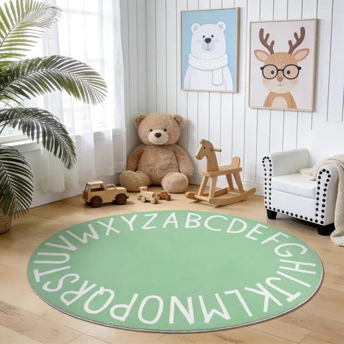 Miniatura 13 de Topotdor Alfombra redonda de juego para niños, del alfabeto, alfombra de área para guardería, alfombra de juego extra grande y suave para dormitorio