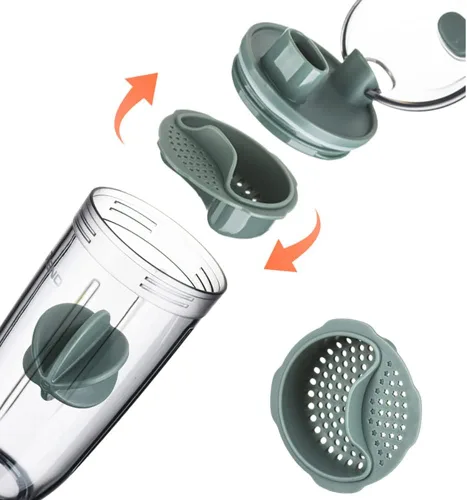 Miniatura 6 de Botella mezcladora de proteínas para gimnasio, botellas mezcladoras para mezclas de proteínas, taza agitadora Soylent con bola batidora, correa