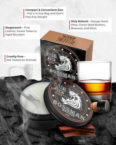 Miniatura 2 de Bálsamo relajante para barba Bossman para hombres (aroma Stagecoach) – Controla, relaja, engruesa y suaviza para el cuidado óptimo de la barba