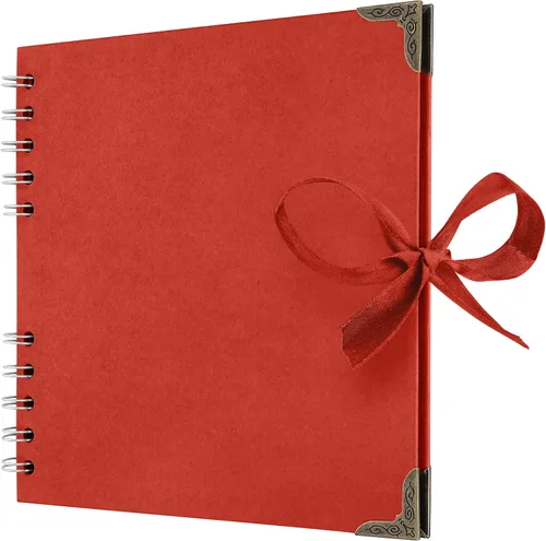 Miniatura 30 de Bstorify Álbum de recortes de 10 x 10 pulgadas, 70 páginas, protectores de esquina de papel kraft grueso azul, cierre de cinta, ideal para tus