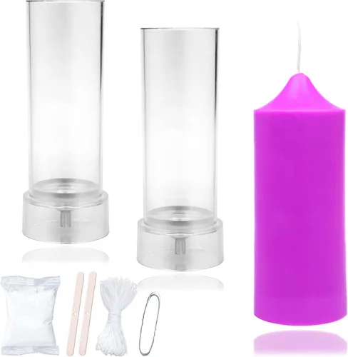 Miniatura 12 de MILIVIXAY 2 moldes para velas de pilar: altura: 3.0 pulgadas, diámetro: mechas de 2.0 a 30 pies de largo, 2 soportes para mechas, un sellador