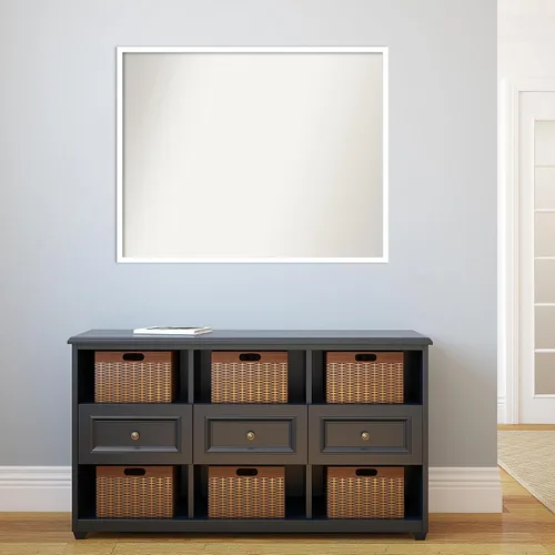 Miniatura 960 de Amanti Art Espejo de baño blanco para sobre el fregadero, 32 x 45 pulgadas, espejo de tocador rectangular blanco esbelto, marco de madera moderno