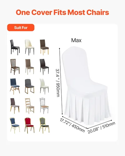 Miniatura 16 de VEVOR 150 fundas blancas para sillas de poliéster y elastano, fundas elásticas para bodas, fiestas, comedor, banquetes, sin pinzas, 150