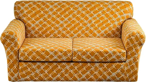 Miniatura 15 de Fundas elásticas para sofá de 1/2/3 cojines, funda estampada con fundas de cojín de asiento separadas, fundas de sofá lavables, protector de muebles