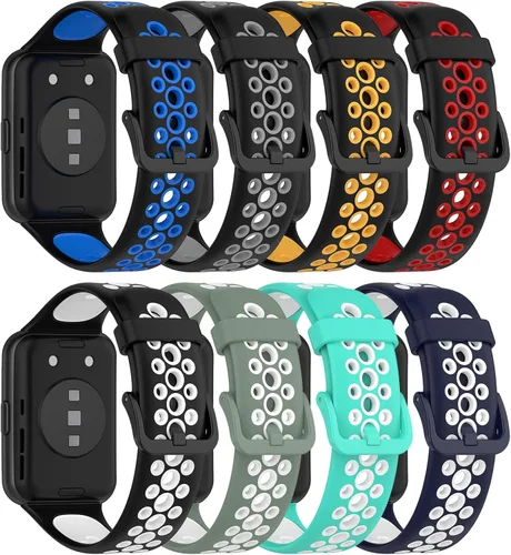 Lijinlan Paquete de 4 correas compatibles con Huawei Watch Fit 2 activas/clásicas/elegantes, correa deportiva de repuesto de silicona suave 8Pack
