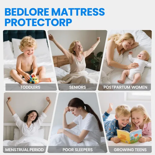 Miniatura 8 de Protector de colchón impermeable, protector de colchón individual ajustado hasta 16 pulgadas de profundidad, funda de colchón de cama suave