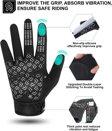 Miniatura 3 de Guantes de motocicleta RIGWARL para hombres y mujeres con función táctil, guante ligero para bicicleta de tierra antideslizante, guante de esqueleto