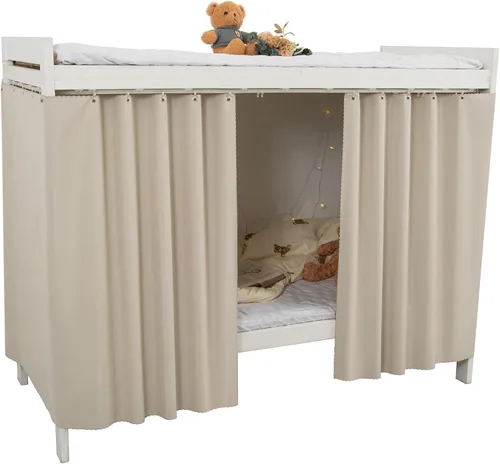 Miniatura 23 de Cortinas Opacas de Servicio Pesado para Litera Inferior, Toldo de Privacidad Tamaño Twin para Casa/Dormitorio Universitario, 1 Panel, Beige