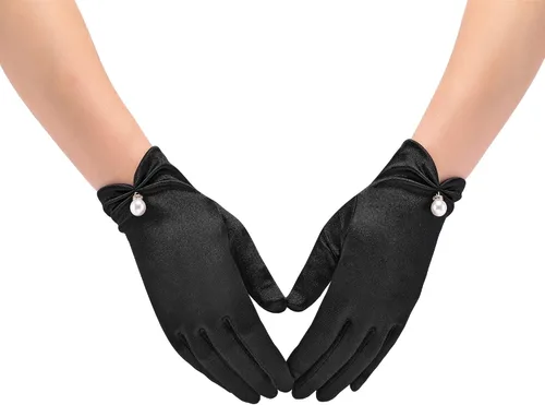 Miniatura 3 de Ayliss Guantes cortos de boda para mujer, de satén, para fiesta de ópera, de los años 20, para ocasiones especiales, vestido formal, baile, cosplay