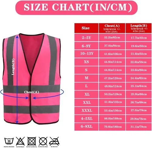Miniatura 4 de AYKRM chaleco de alta visibilidad de 12 colores con alta visibilidad reflectante para trabajo de construcción y seguridad (XS-8XL)