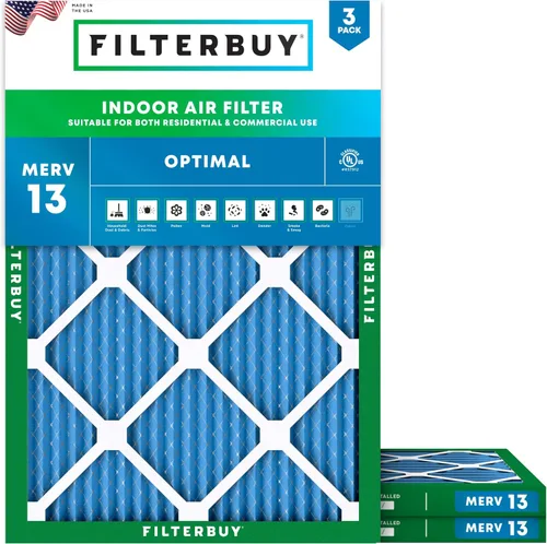 Filterbuy Filtro de aire de 8 x 14 x 1 pulgadas MERV 13 de defensa óptima (paquete de 3), filtros de aire de repuesto plisados HVAC para calderas de