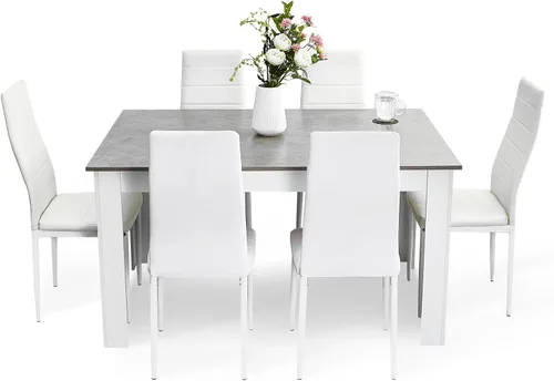 Miniatura 8 de Mondeer - Juego de mesa de comedor para 4, mesa de cocina con sillas de respaldo alto de piel sintética, juego de comedor y oficina en casa que