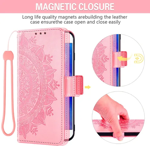 Miniatura 5 de Asuwish Compatible con Xiaomi Redmi Note 10 Pro Wallet Case Protector de pantalla de vidrio templado, soporte para tarjeta de crédito, correa