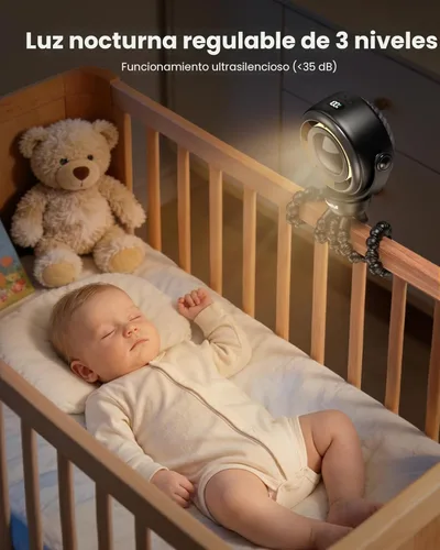 Miniatura 6 de SWEETFULL Ventilador para cochecito de bebé, 4000 mAh, recargable, silencioso de 4 velocidades, con pantalla LED y luz nocturna, mini ventilador