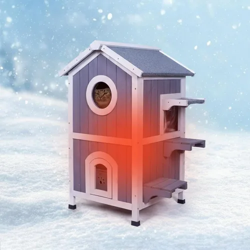 Miniatura 9 de GEGURI - Casa de gatos al aire libre, refugio resistente a la intemperie para gatos ferales para el invierno