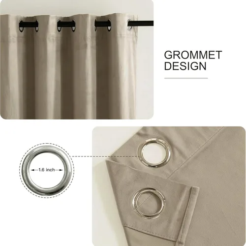 Miniatura 2 de RYB HOME Cortinas de terciopelo beige camello 84 pulgadas, cortinas gruesas de terciopelo para oscurecer la habitación para decoración de granja
