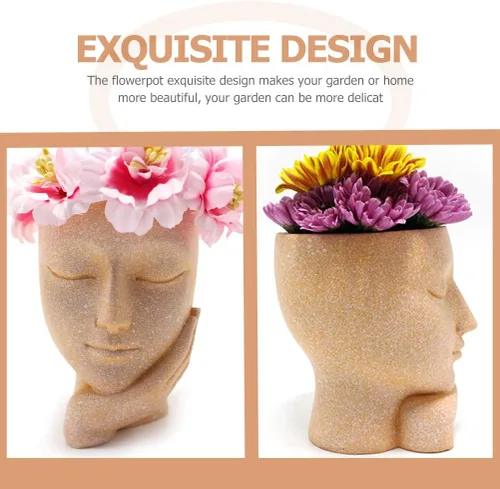 Miniatura 5 de FOMIYES Maceta de flores para suculentas, bonita resina de cactus, ojos cerrados, exteriores, interiores, jardín, patio, césped, decoración de baño