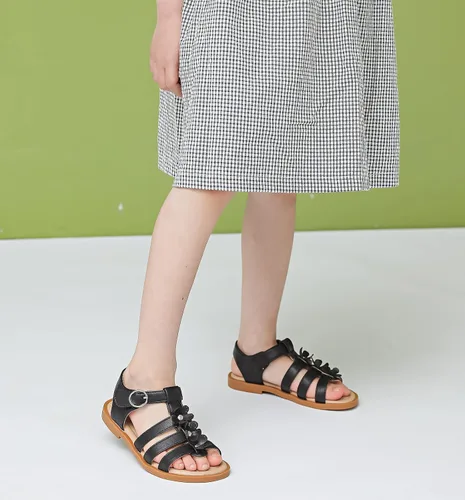 Miniatura 2 de DADAWEN Sandalias para niñas con punta abierta, lindas flores suaves, sandalias de vestir con tiras para verano, para niños pequeños, niños grandes