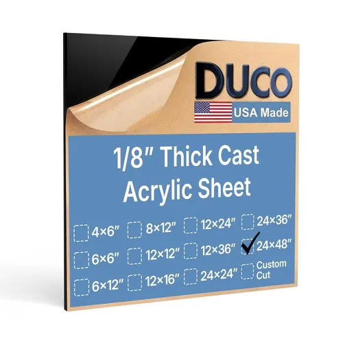 Miniatura 64 de Duco - Hoja de acrílico fundido transparente hecha en Estados Unidos, 1/8 de pulgada de grosor, 12 x 12 pulgadas, 1 paquete de láminas de plexiglás