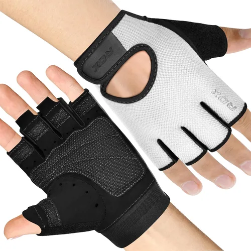 Miniatura 10 de Guantes de levantamiento de pesas RDX para gimnasio, fitness y entrenamiento, protección antideslizante de la palma, medio dedo, guantes