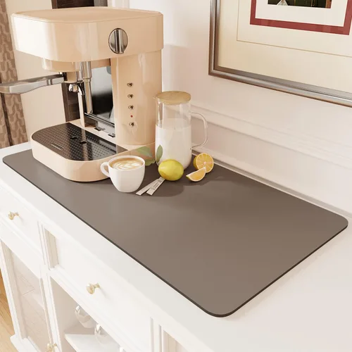 Miniatura 26 de AMOAMI Tapete de café absorbente con parte trasera de goma para secar platos para encimera de cocina, accesorios de bar para debajo de la cafetera