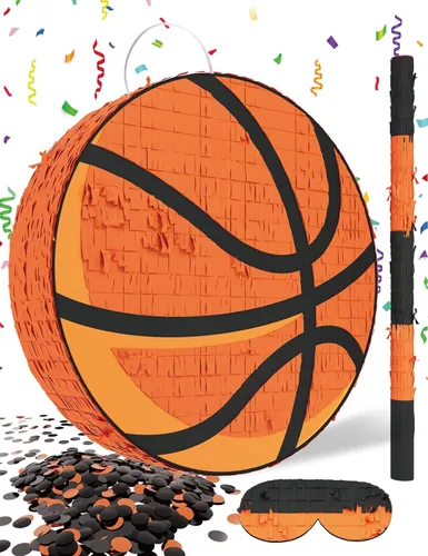 Miniatura 11 de Piñata de pelota de tenis – Incluye palo de madera, vendaje para los ojos y confeti – 13 x 13 x 3 pulgadas – Perfecto para deportes o decoraciones