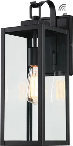 Miniatura 10 de Pia Ricco Luces de Pared Exteriores, Luminaria Exterior Negra Mate con Pantalla de Vidrio Transparente, Iluminación Impermeable para Porche Frontal
