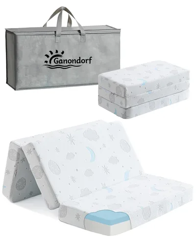 Colchón triple de 38 x 26 pulgadas, transpirable, de felpa suave, espuma viscoelástica para bebés y niños pequeños, incluye bolsa de transporte,