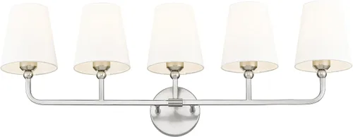 Miniatura 20 de VL837-BG-RA-2 - Lámparas de baño de 2 luces, luces de ratán dorado cepillado, aplique de doble pared con pantalla tejida a mano acampanada, apliques