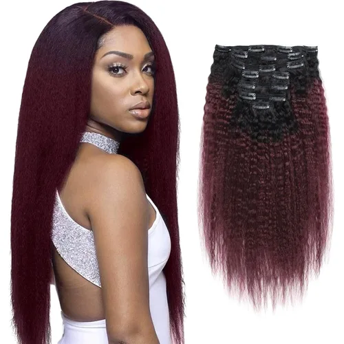 Miniatura 24 de ABH AMAZINGBEAUTY HAIR Extensiones de cabello lacio rizado con clip para mujeres negras, color natural, extensiones de cabello humano virgen