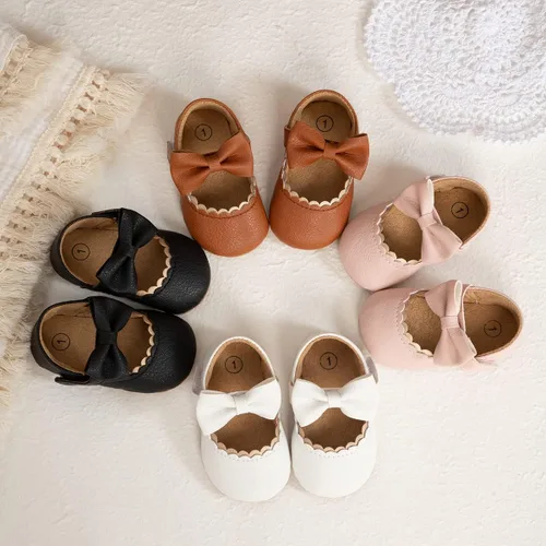 Miniatura 2 de Meckior Zapatos deportivos para bebé y niñas, suela suave, con lazo, princesa, vestido de boda, Mary Jane, planos, para recién nacidos, ligeros