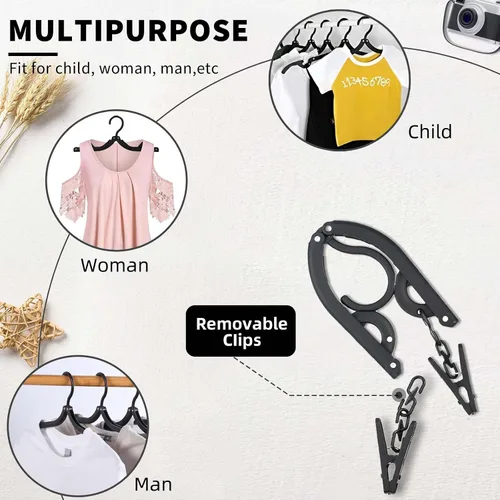 Miniatura 8 de 12 perchas de viaje negras con 24 clips plegables para maleta, perchas plegables portátiles para ropa, artículos esenciales para cruceros