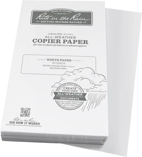 Miniatura 10 de Rite In The Rain Papel para impresora láser resistente a la intemperie, tamaño de papel tabloide 11 x 17 pulgadas, 32# blanco, paquete de 500 hojas