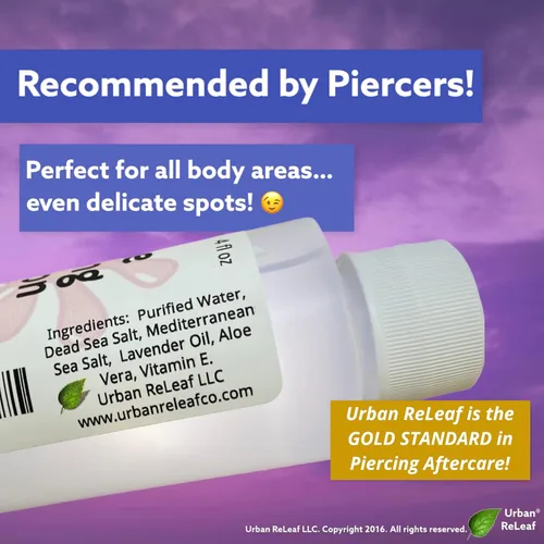 Miniatura 3 de Urban ReLeaf - Solución suave para piercings con aceite de lavanda Pezones, sensibles y delicados, sal marina 100% natural, limpia y calma después