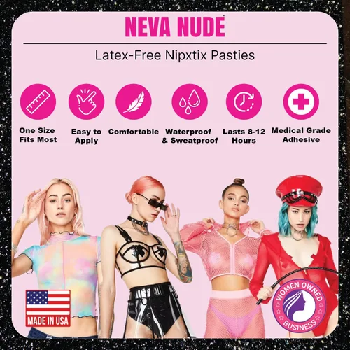 Miniatura 2 de Neva Nude Nipztix Pasties - Fundas para pezones para festivales, raves y lencería, adhesivo de grado médico, a prueba de sudor, fabricado en Estados