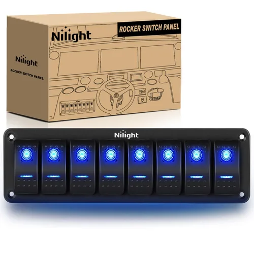 Miniatura 31 de Nilight Panel de interruptor basculante de 2 posiciones, 12V 24V DC, interruptores rojos, aluminio, 5 pines, ON OFF, precableado, impermeable